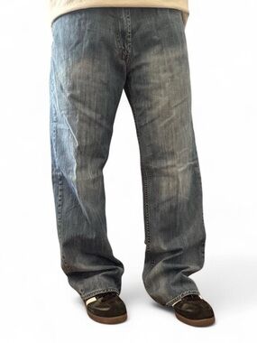 Vintage Arizona Jeans Size 34 X 30 Blue Surplus Boot Cut Faded Distressed Baggy